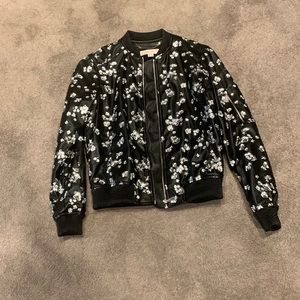 Michael Kors Faux Leather Embroidered Jacket